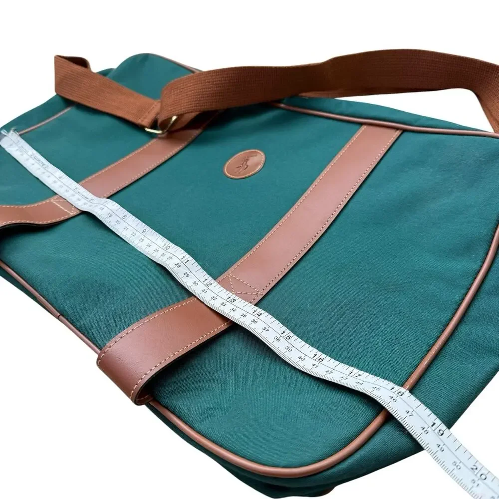 Polo Ralph Lauren Green Canvas Brown Messenger Excellent Vintage Condition